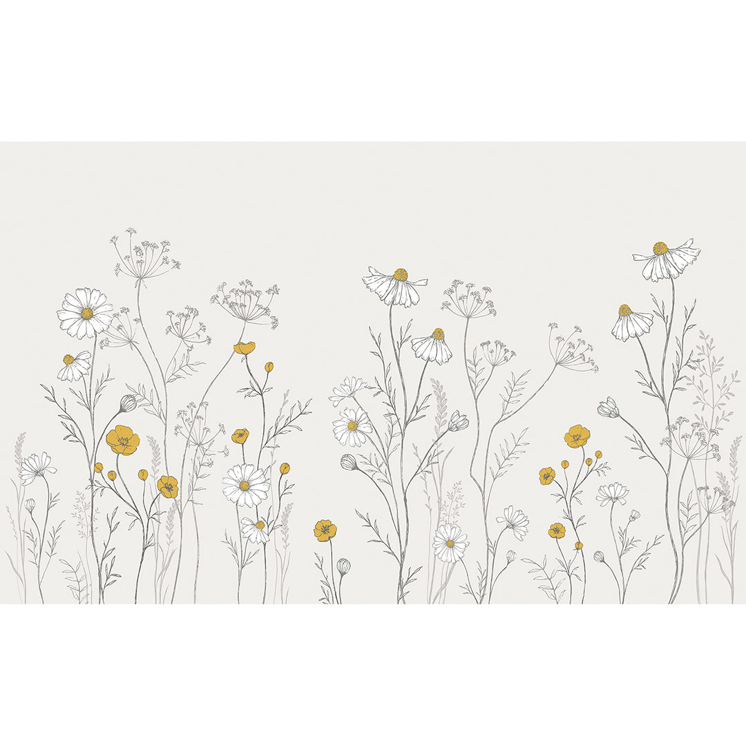 CHAMOMILE - Panoramic wallpaper sample, à travers champs