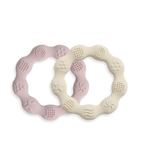 Set of 2 silicone teething rings - pink/beige