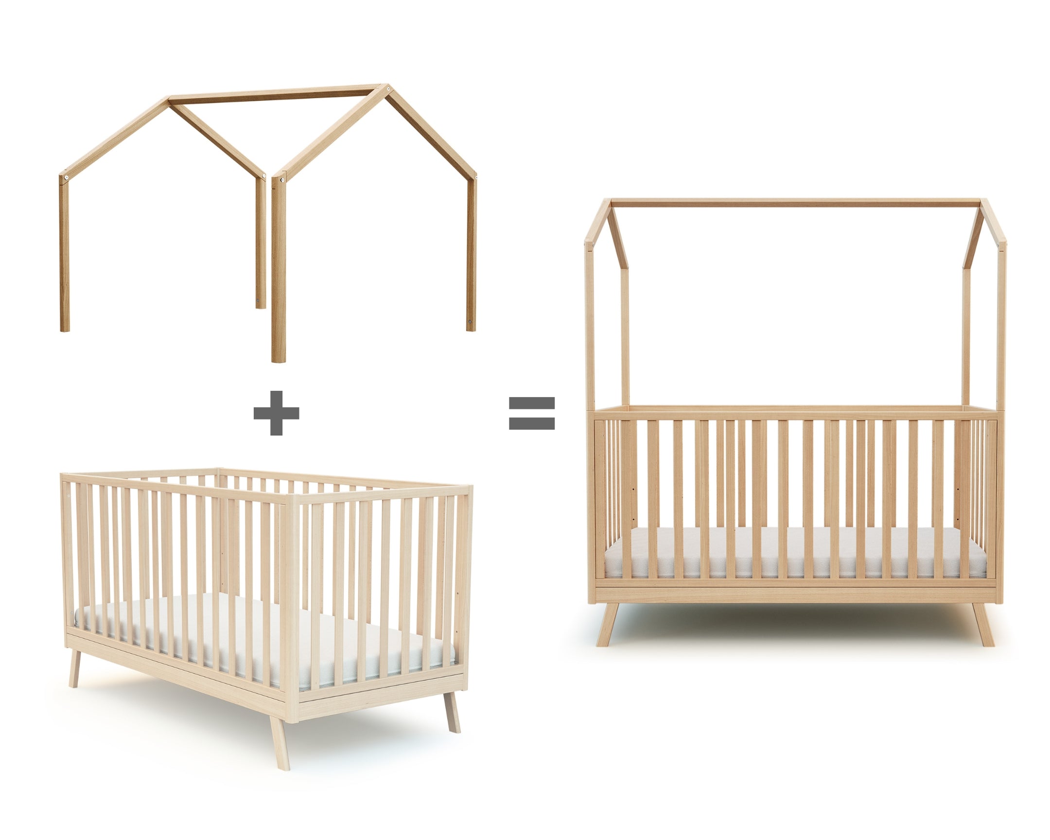 Varnished beech wood crib bed 70 x 140 cm