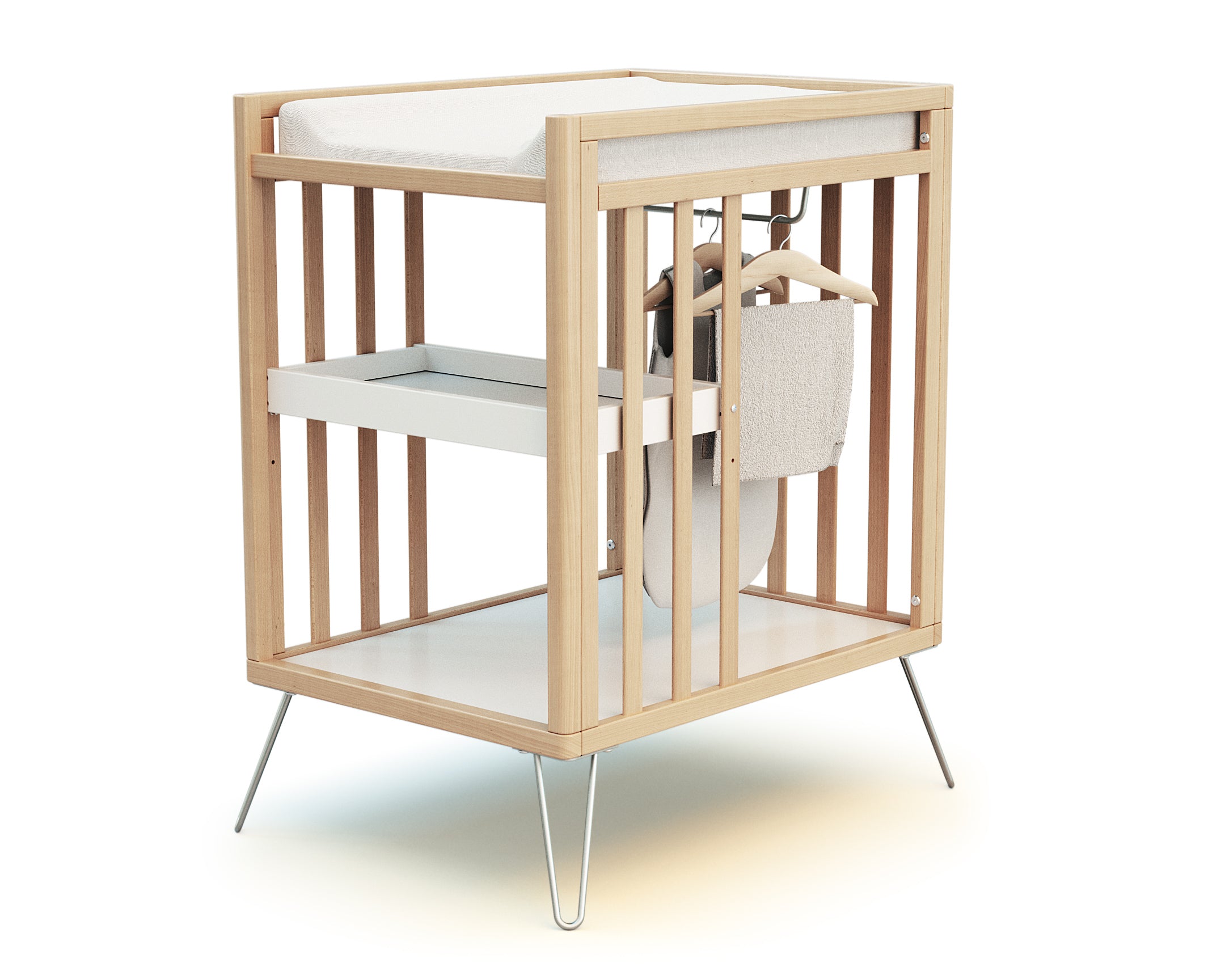 Wooden changing table with shelves and steel base - Jurababy