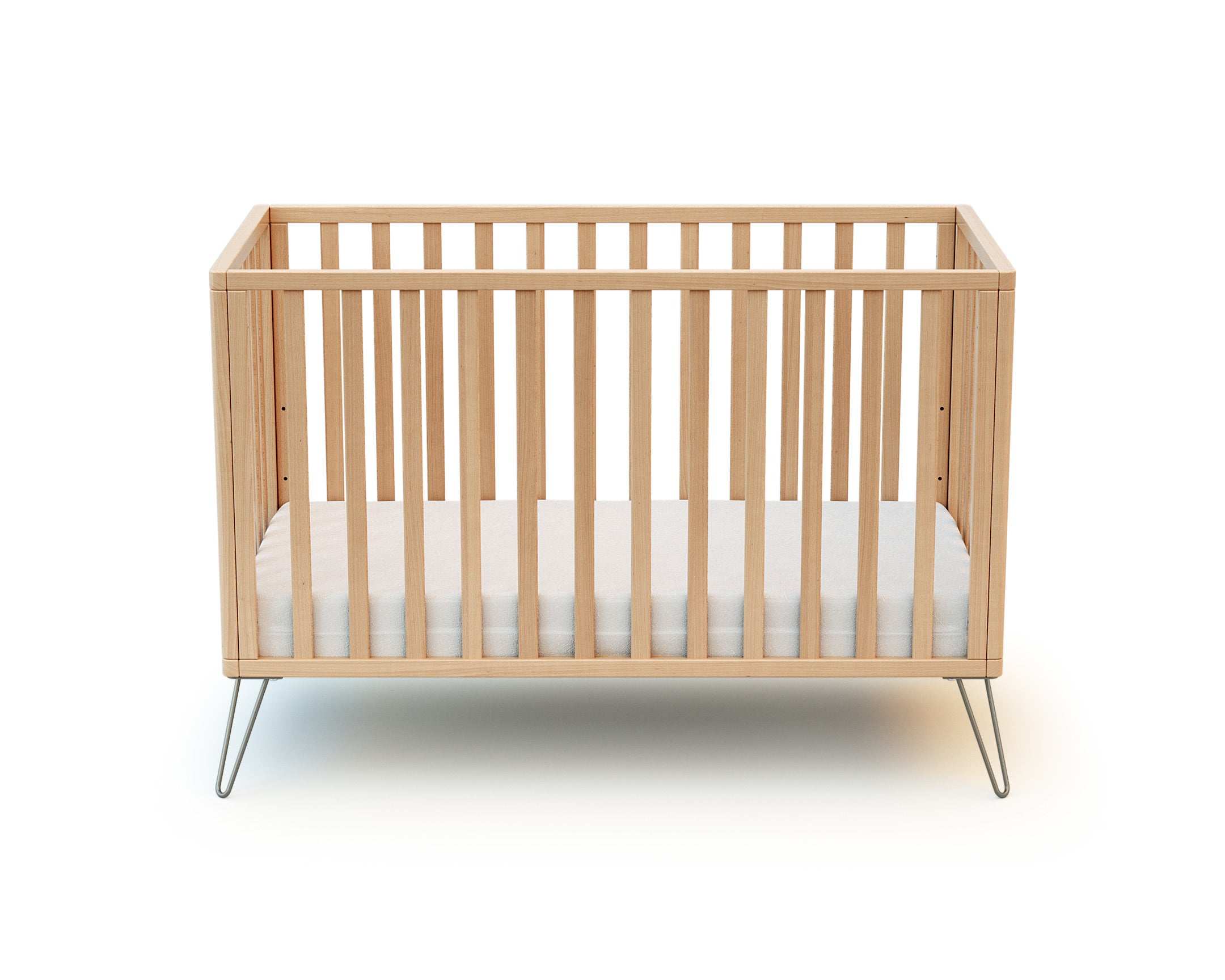 Wooden crib bed with steel legs, 60 x 120 cm - Jurababy