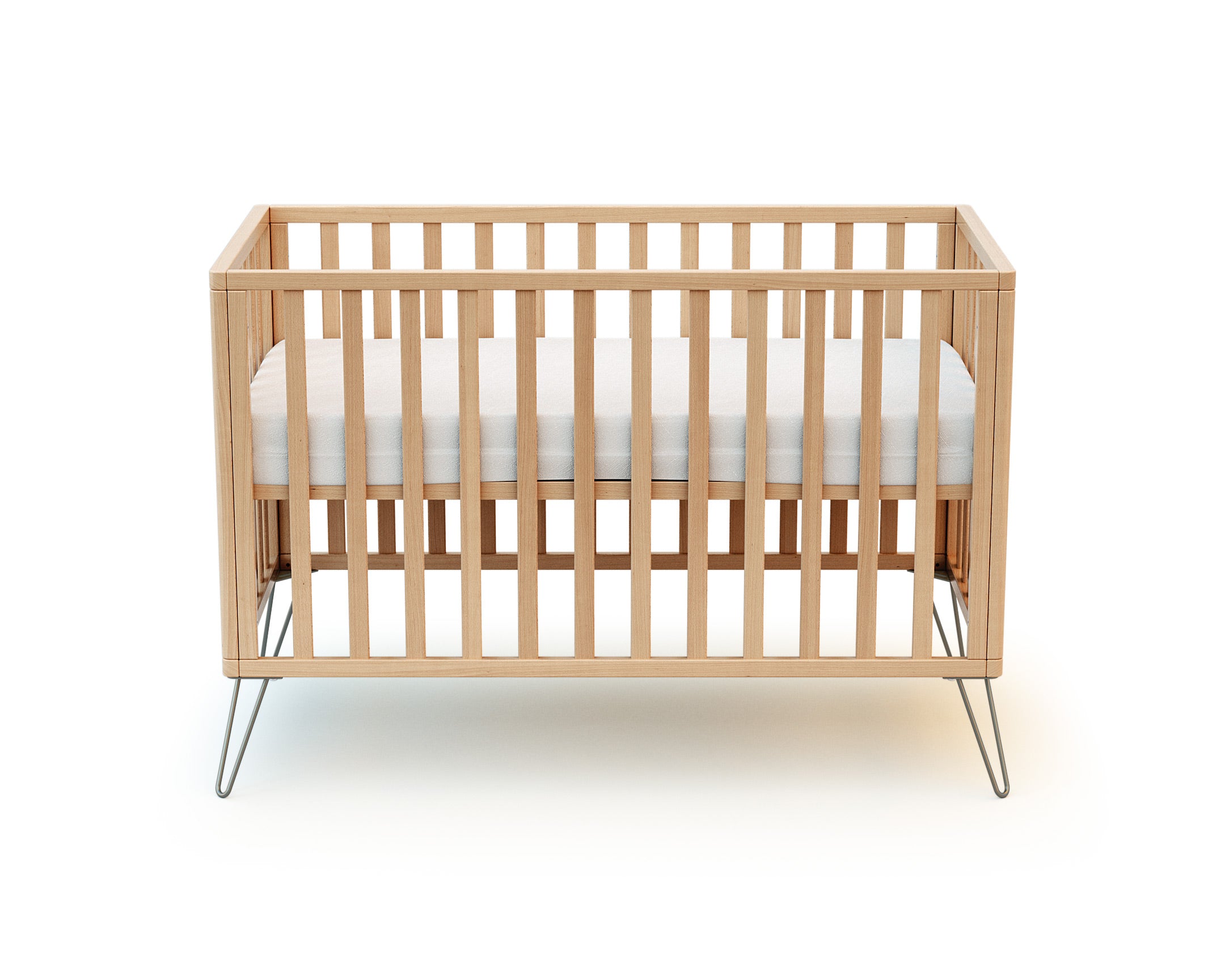 Wooden crib bed with steel legs, 60 x 120 cm - Jurababy