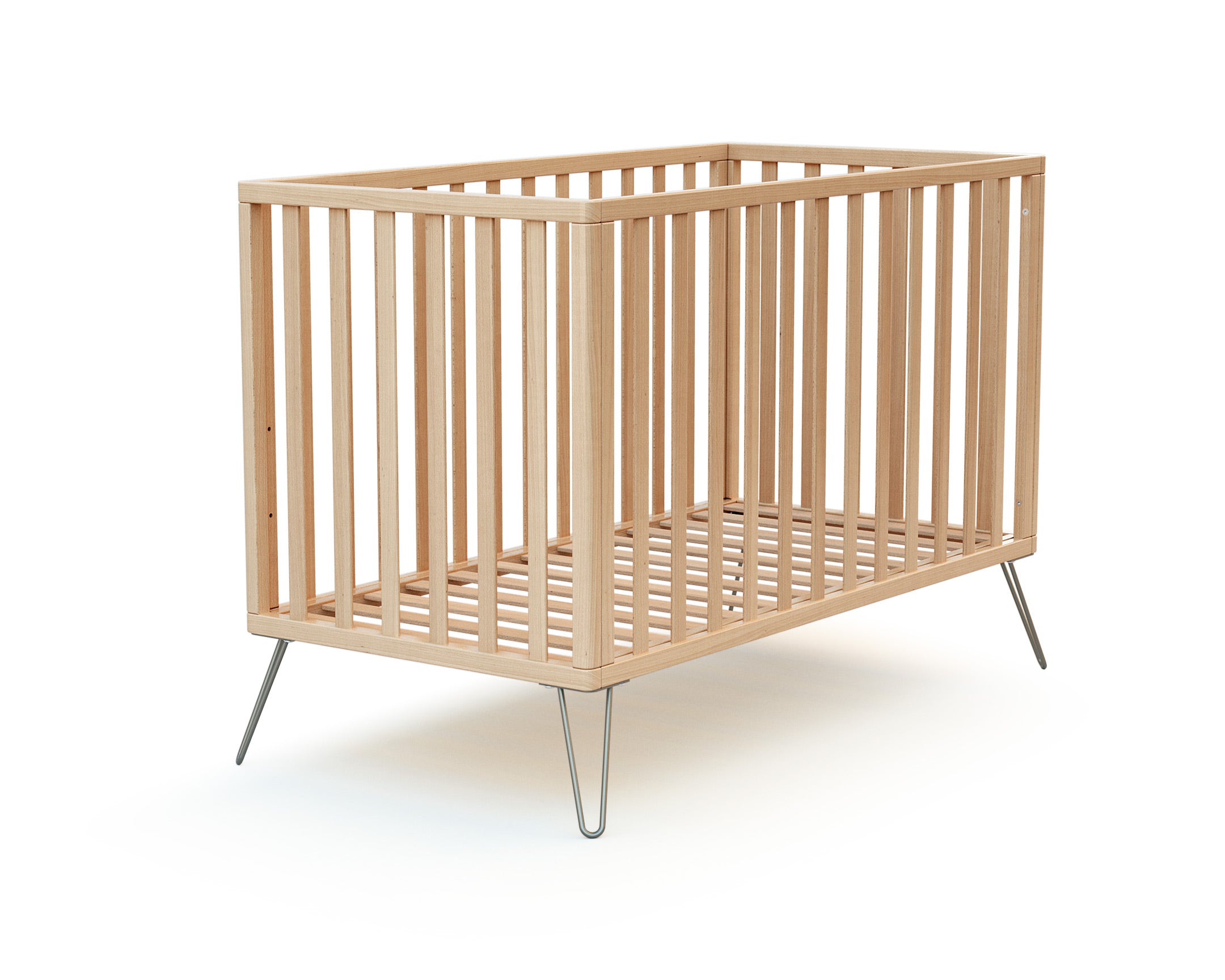 Wooden crib bed with steel legs, 60 x 120 cm - Jurababy