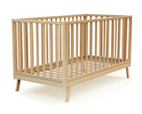 Varnished beech wood crib bed 70 x 140 cm