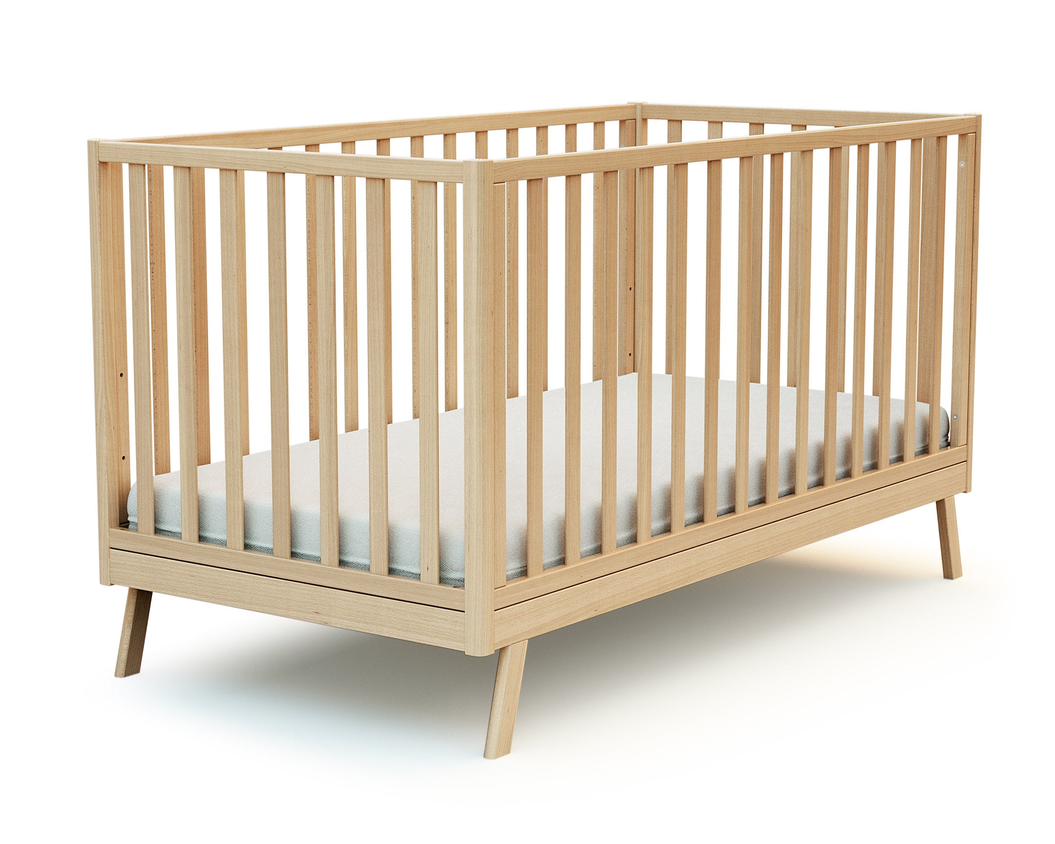 Varnished beech wood crib bed 70 x 140 cm