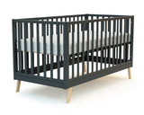 Graphite grey wooden crib bed 70 x 140 cm