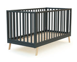 Graphite grey wooden crib bed 70 x 140 cm