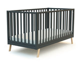 Graphite grey wooden crib bed 70 x 140 cm