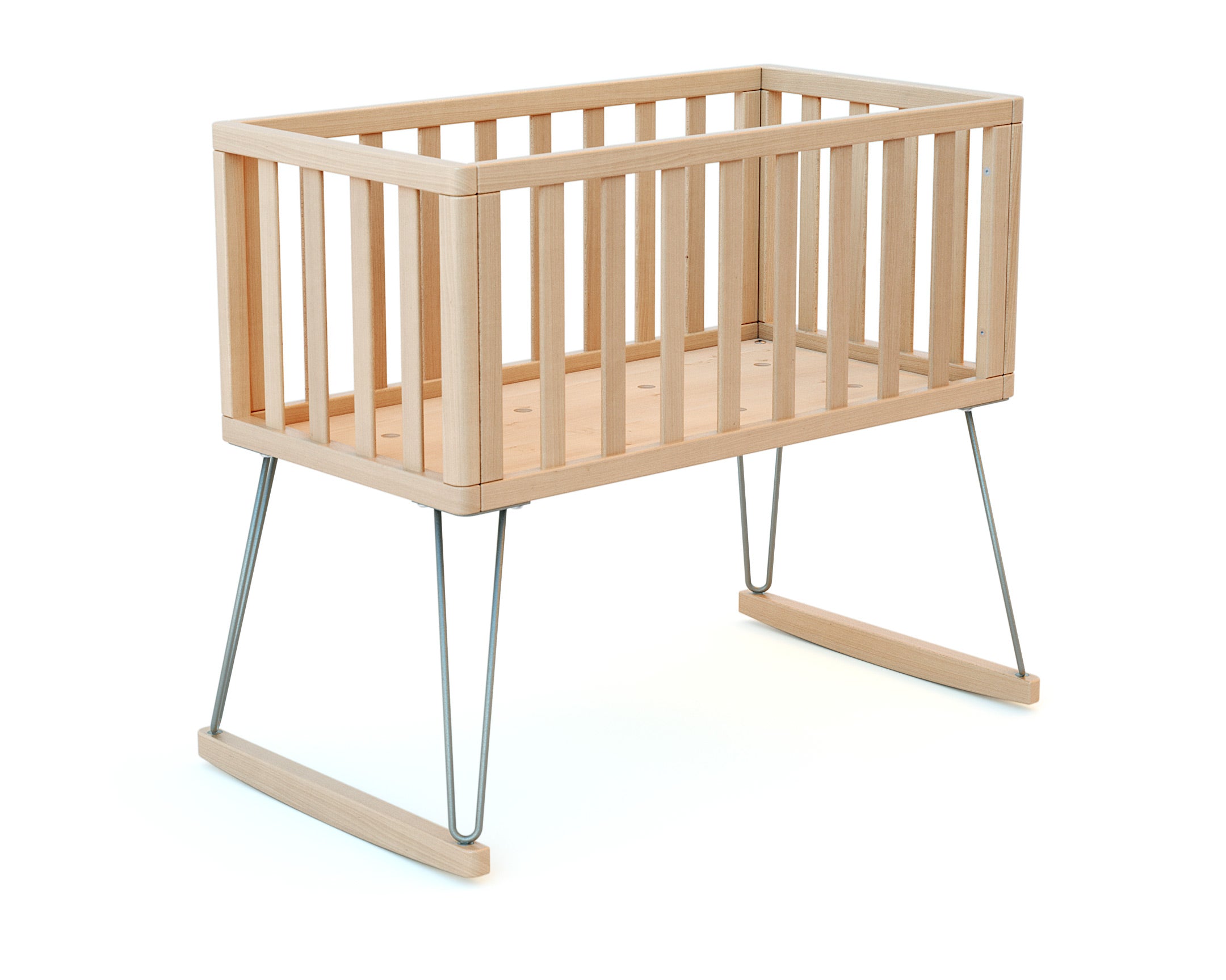 Wood and steel rocking cradle - Jurababy