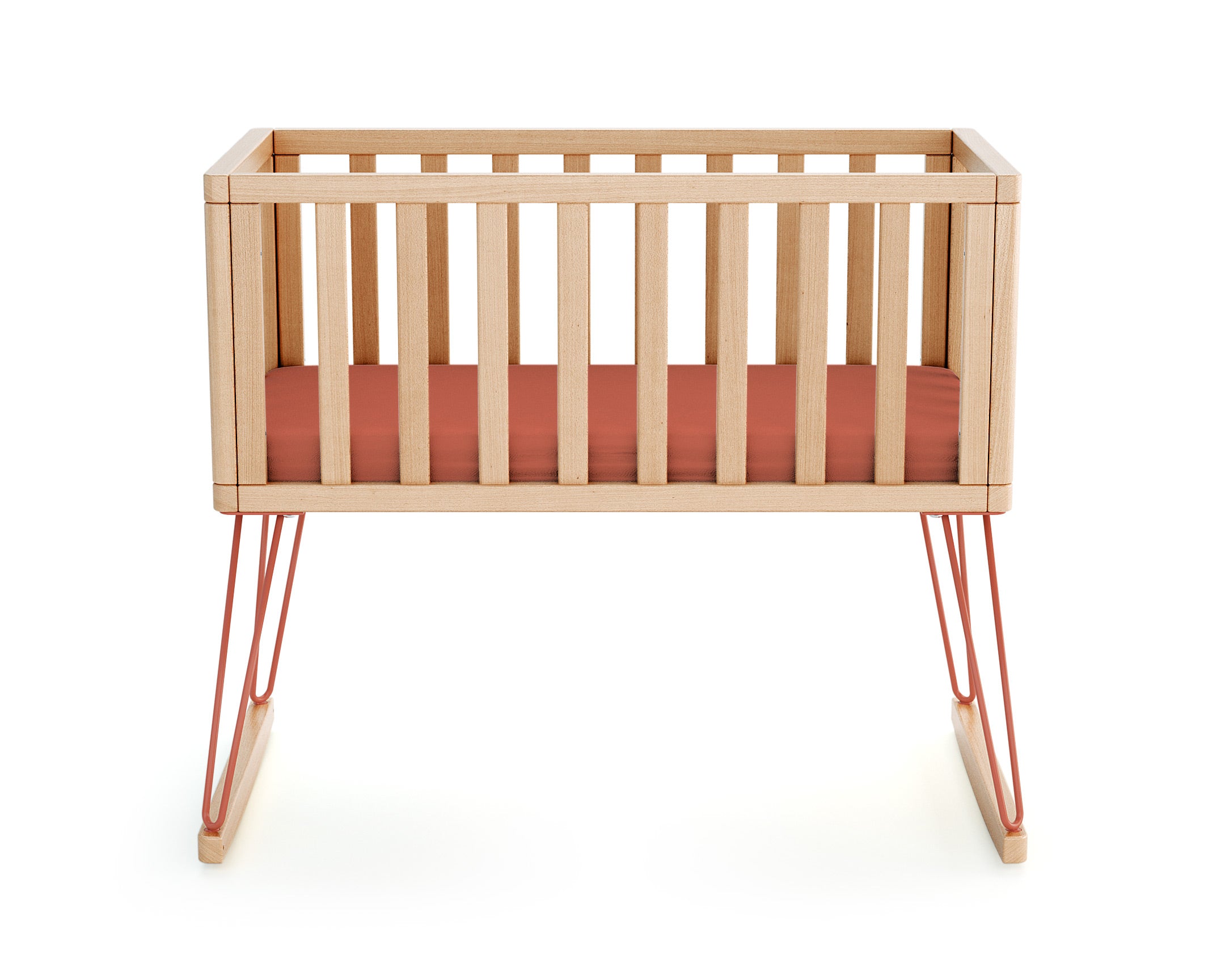 Terracotta wooden rocking cradle