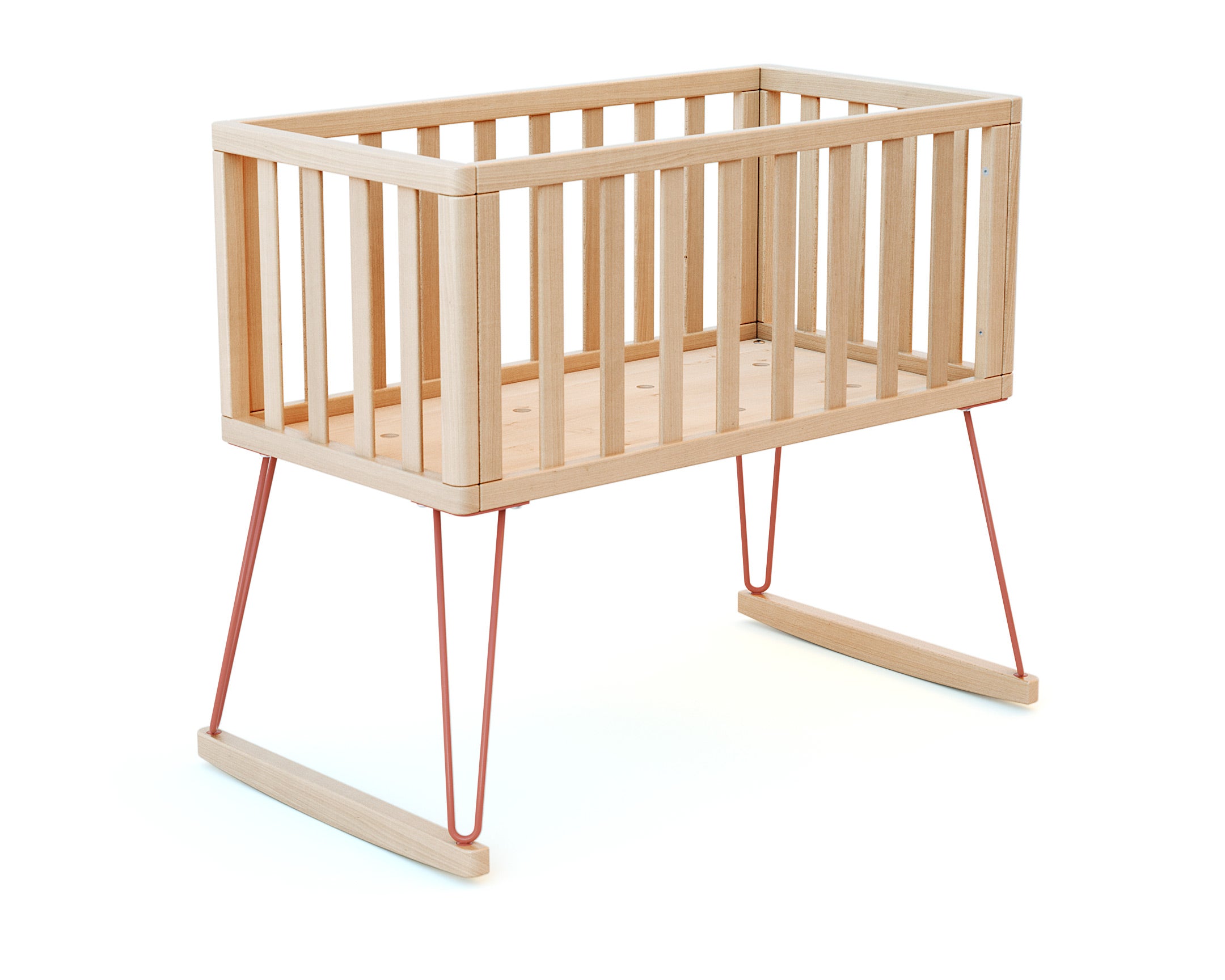 Terracotta wooden rocking cradle