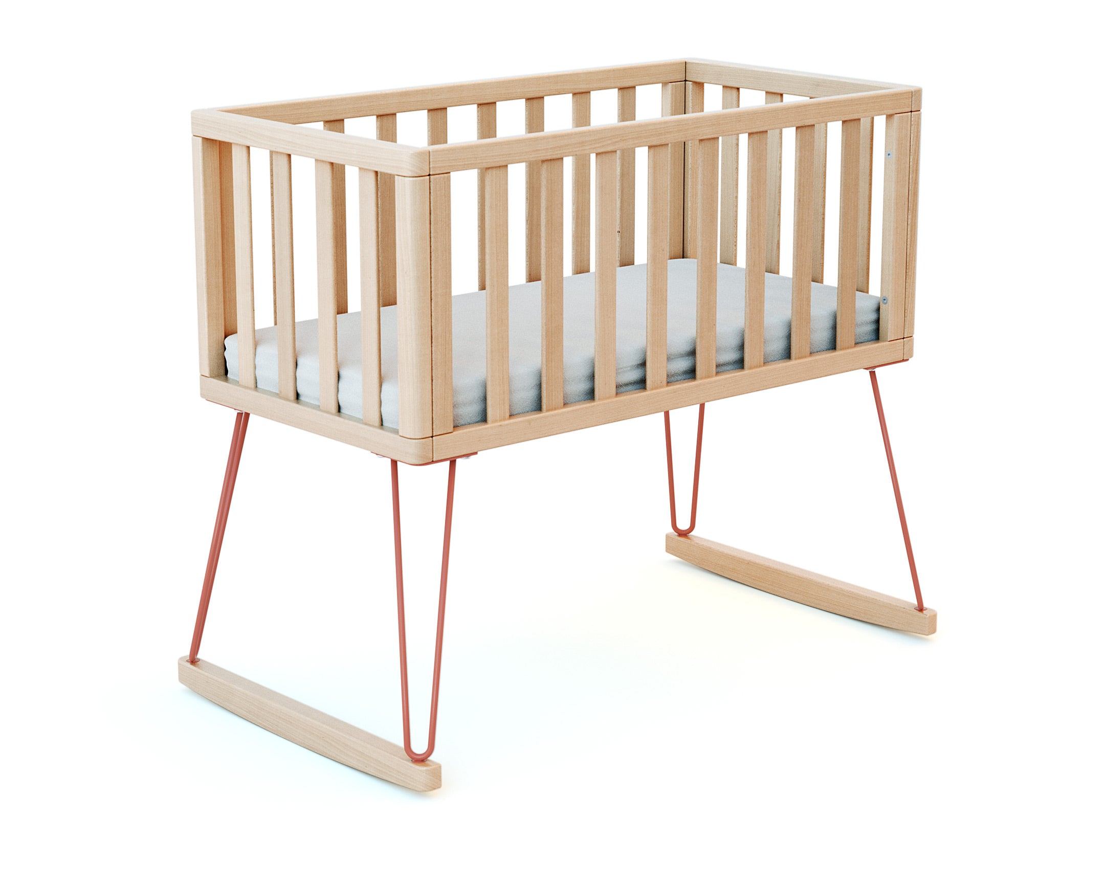 Terracotta wooden rocking cradle