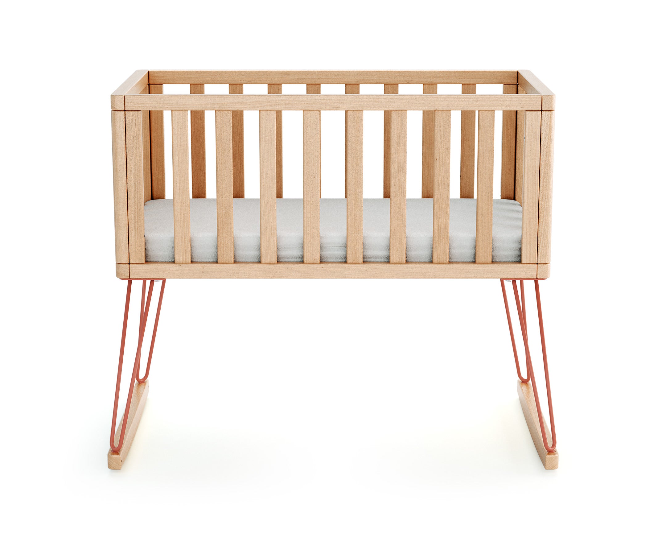 Terracotta wooden rocking cradle