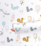 WOODLAND - Children's wallpaper - Squirrel motif