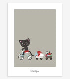 MOKA & POM - Children's poster - Cat and tricycle