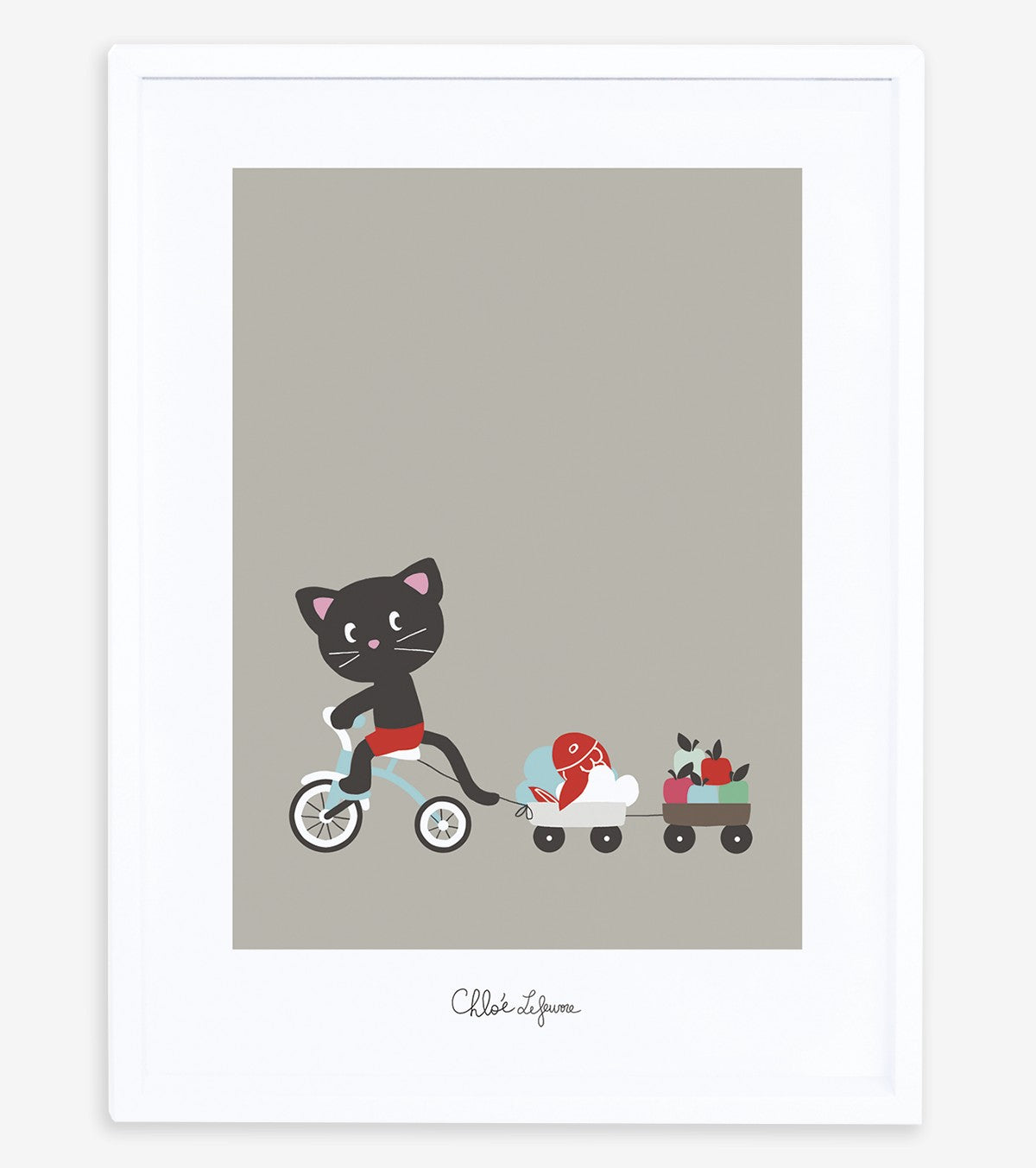 MOKA & POM - Children's poster - Cat and tricycle