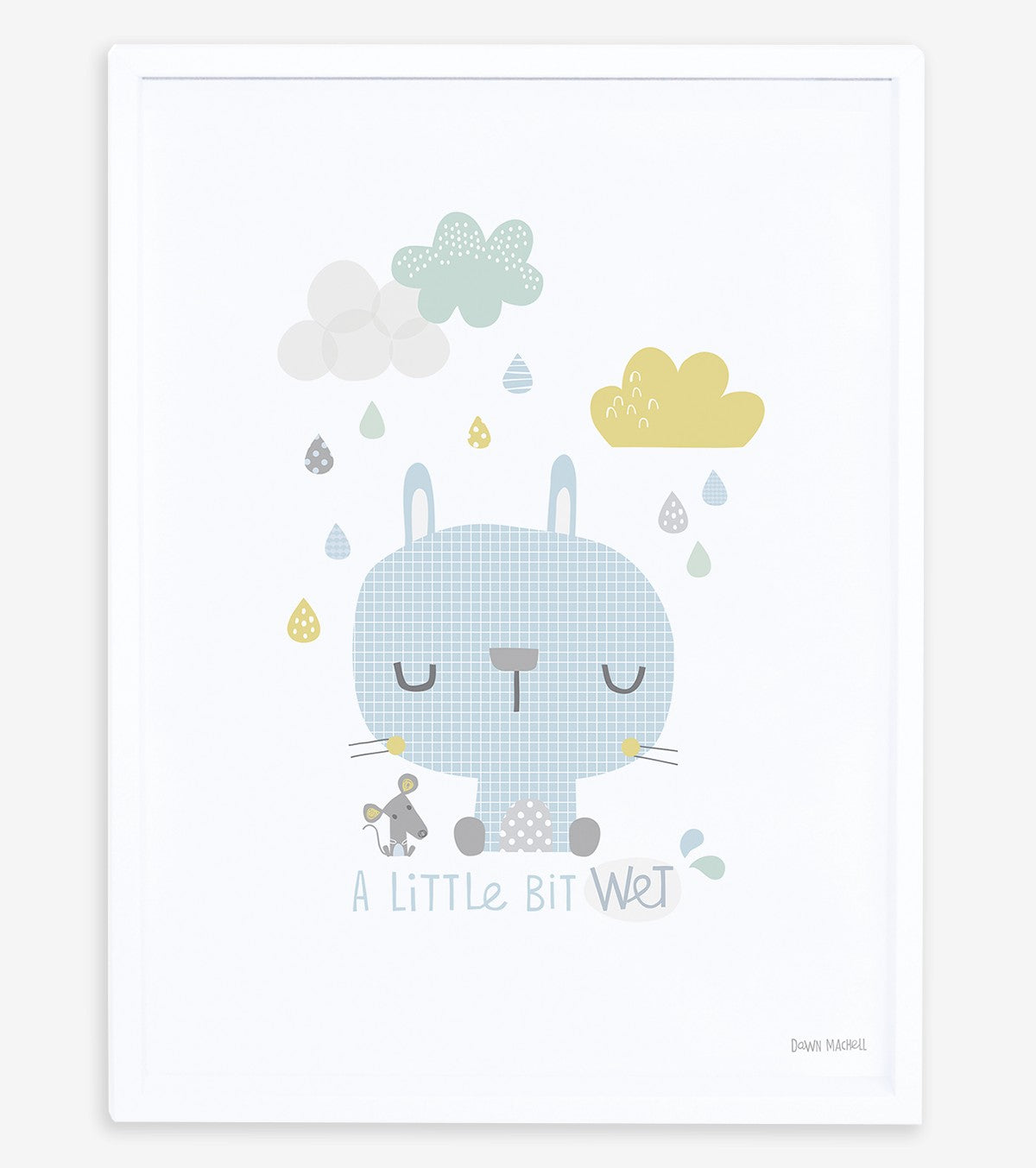 SMILE IT'S RAINING - Children's poster - Rabbit and mouse