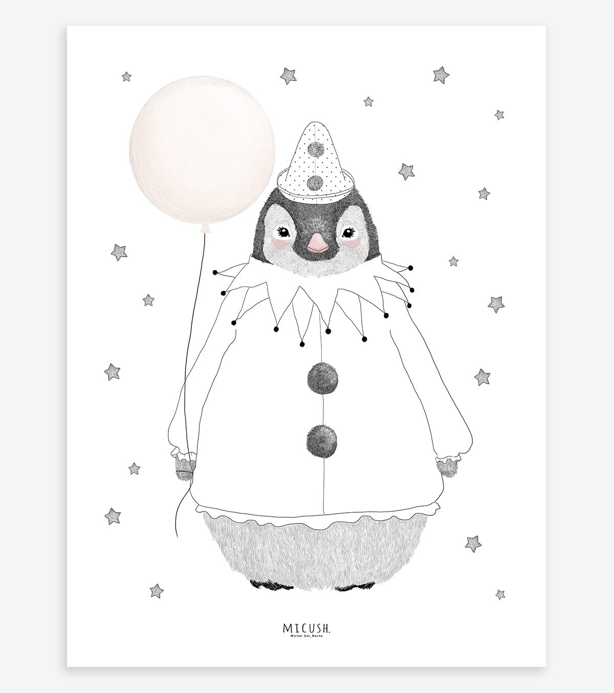 DREAMY - Children's poster - Penguin and stars