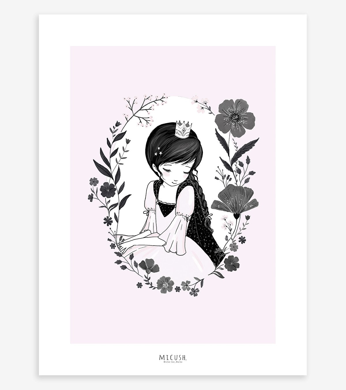 LITTLE PRINCESS - Children's poster - Princess and flowers