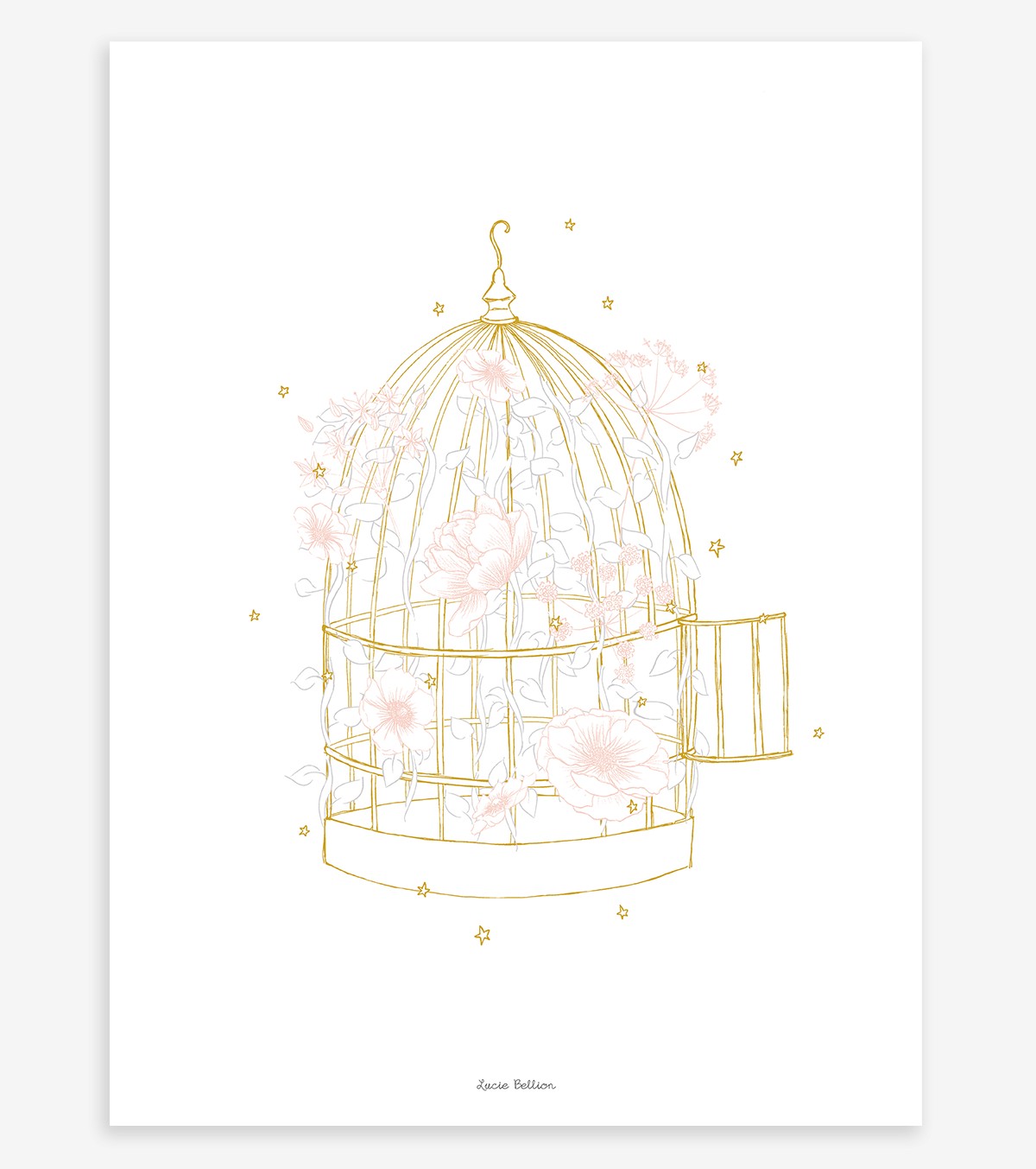 BOTANY - Children's poster - Cage and flowers