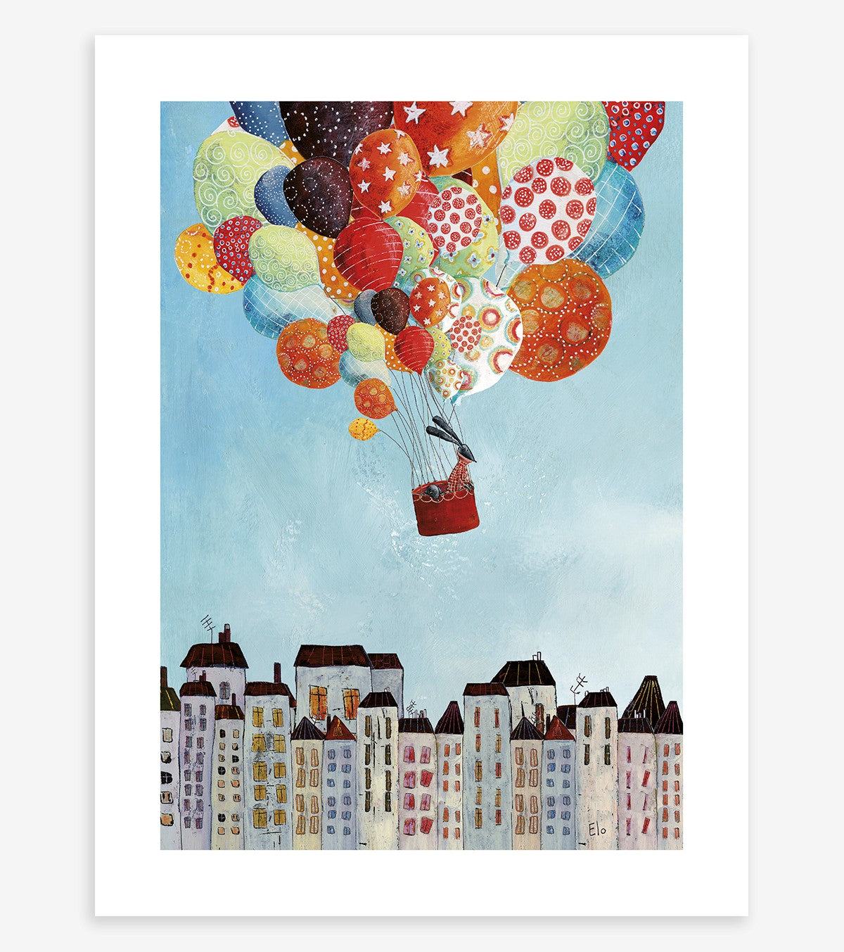 IN VOLO - Children's poster - Balloon trip