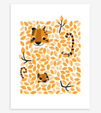 HIDE & SEEK - Children's poster - Tiger and leaves