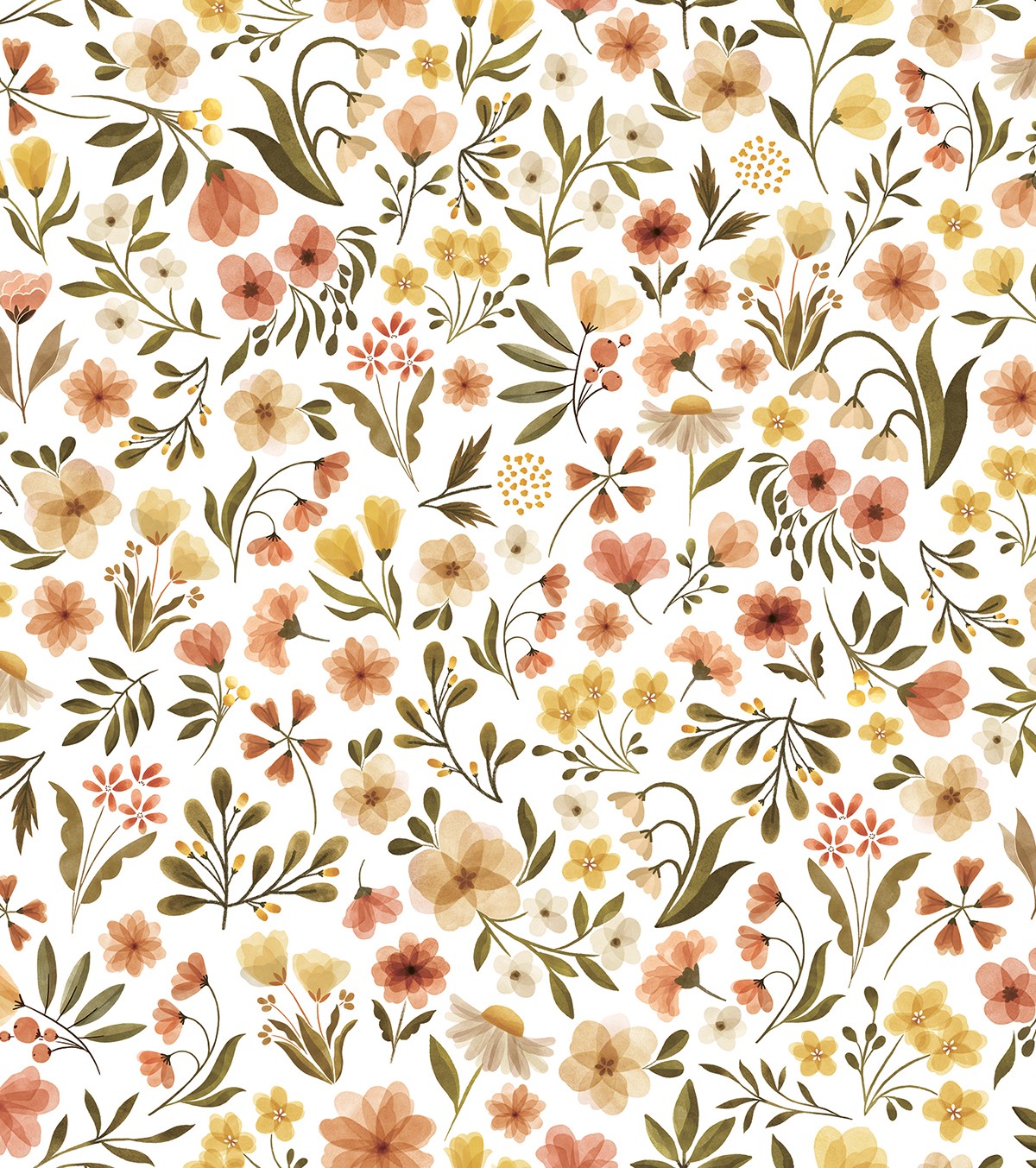 FELIDAE - Children's wallpaper - Vintage flower motif