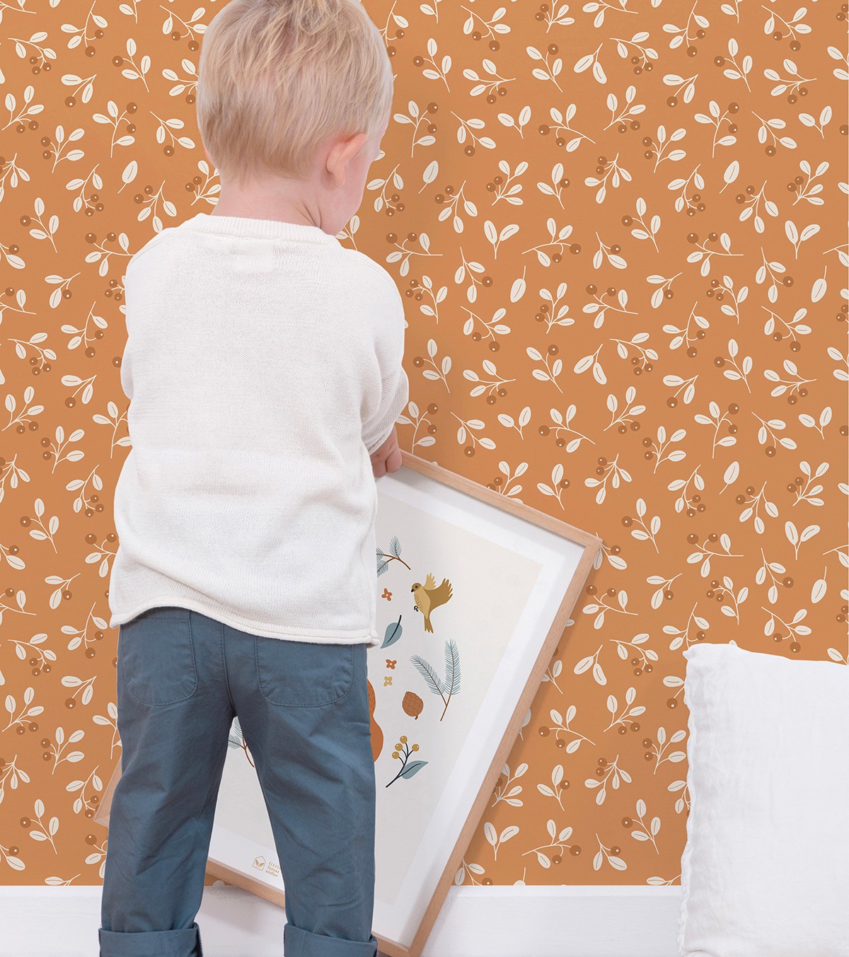 JÖRO - Children's wallpaper - Bay and leaf motif
