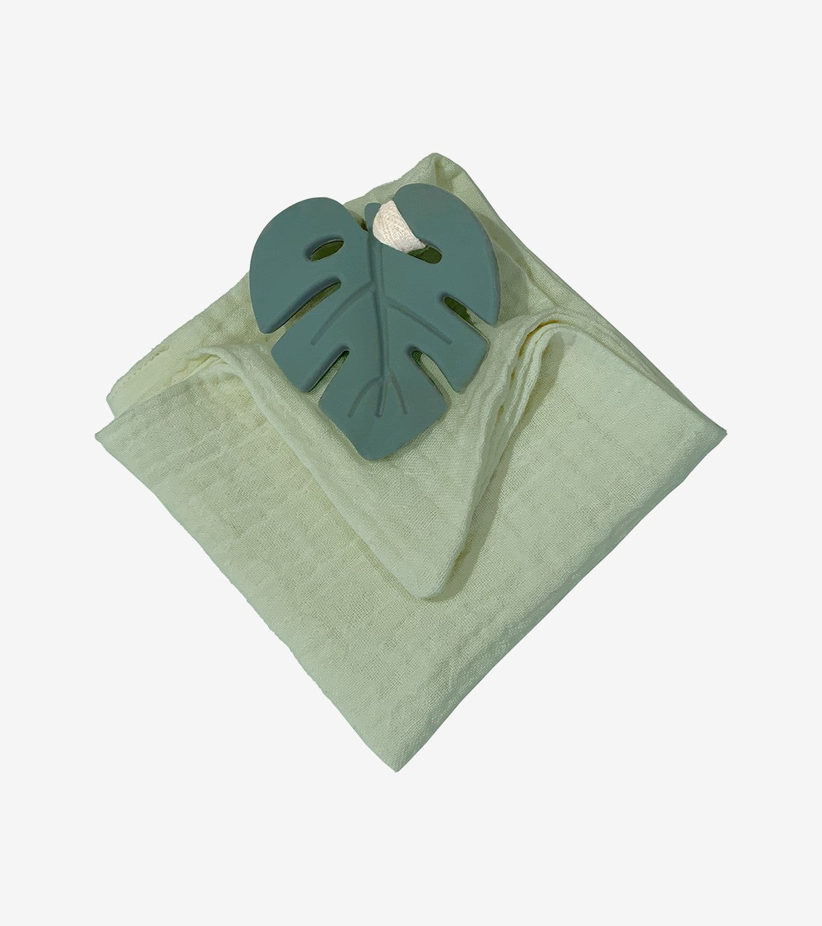 Green leaf teething ring with diaper
