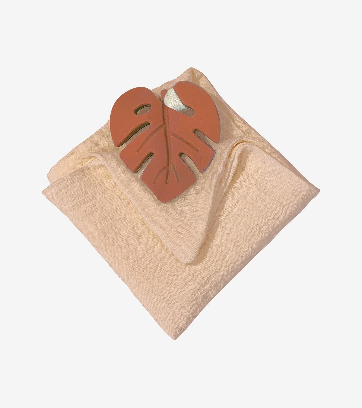 Teething ring with terracotta leaf and diaper