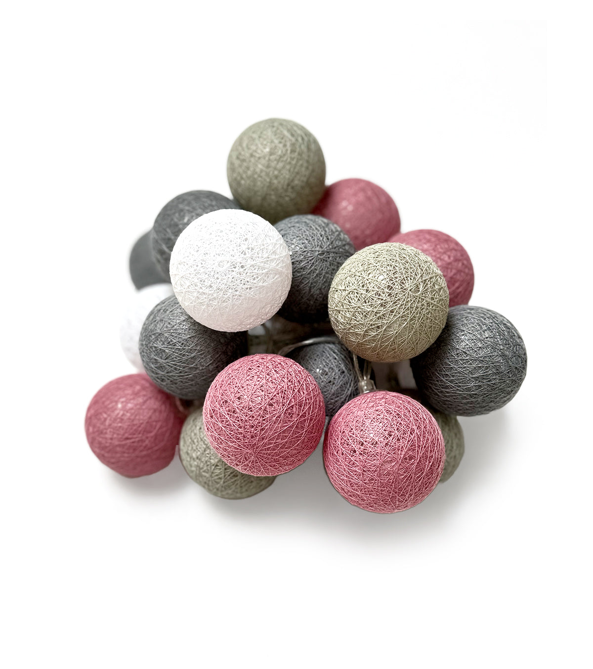 Lighting garland 24 cotton balls (pink, grey) - Decorative interior lighting