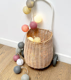 Guirlande lumineuse 24 boules de coton (rose, gris) - Éclairage décoratif intérieur