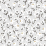 PICNIC DAY - Wallpaper sample, daisies (grey)