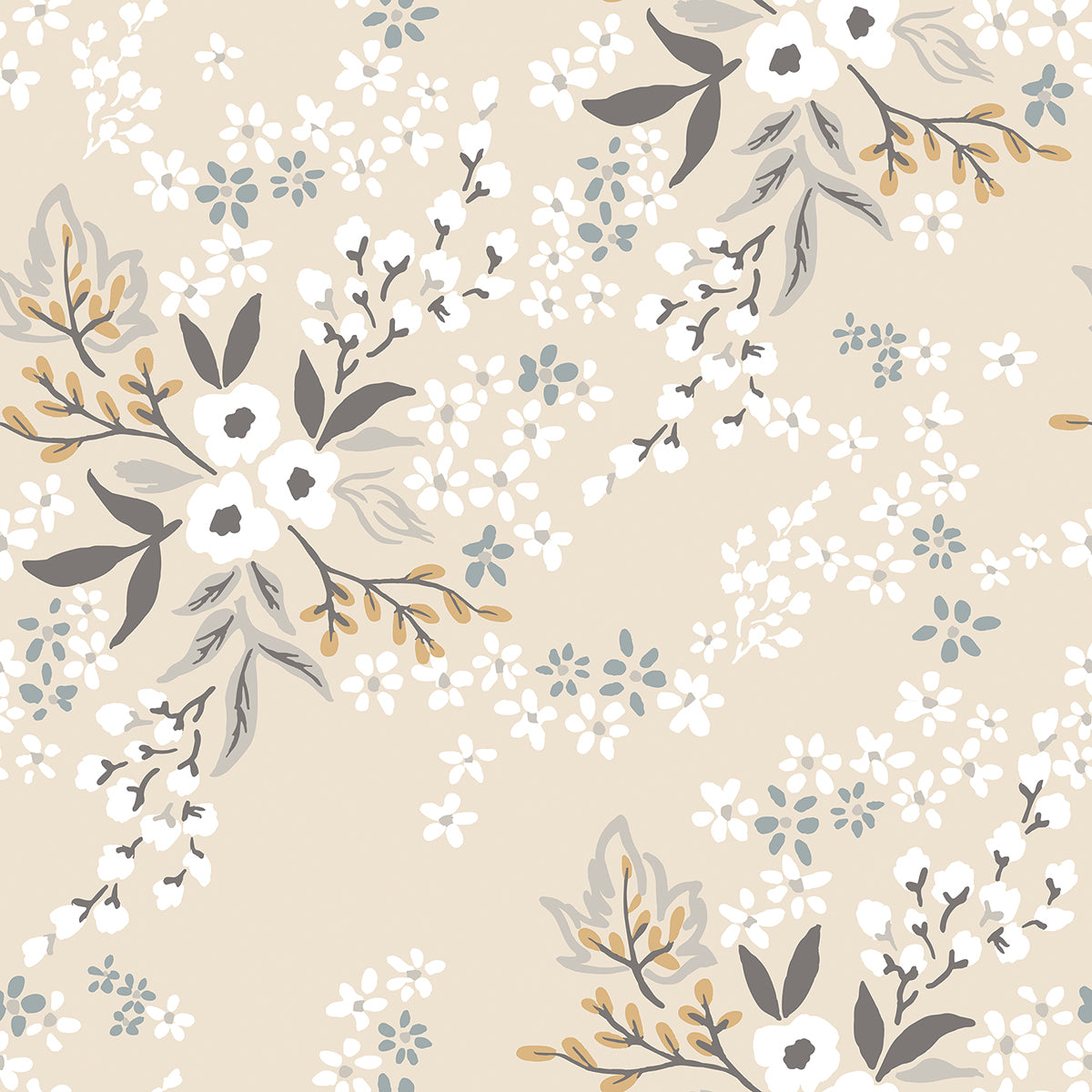 BRAYLYNN - Sample wallpaper, constellation flowers (wheat)