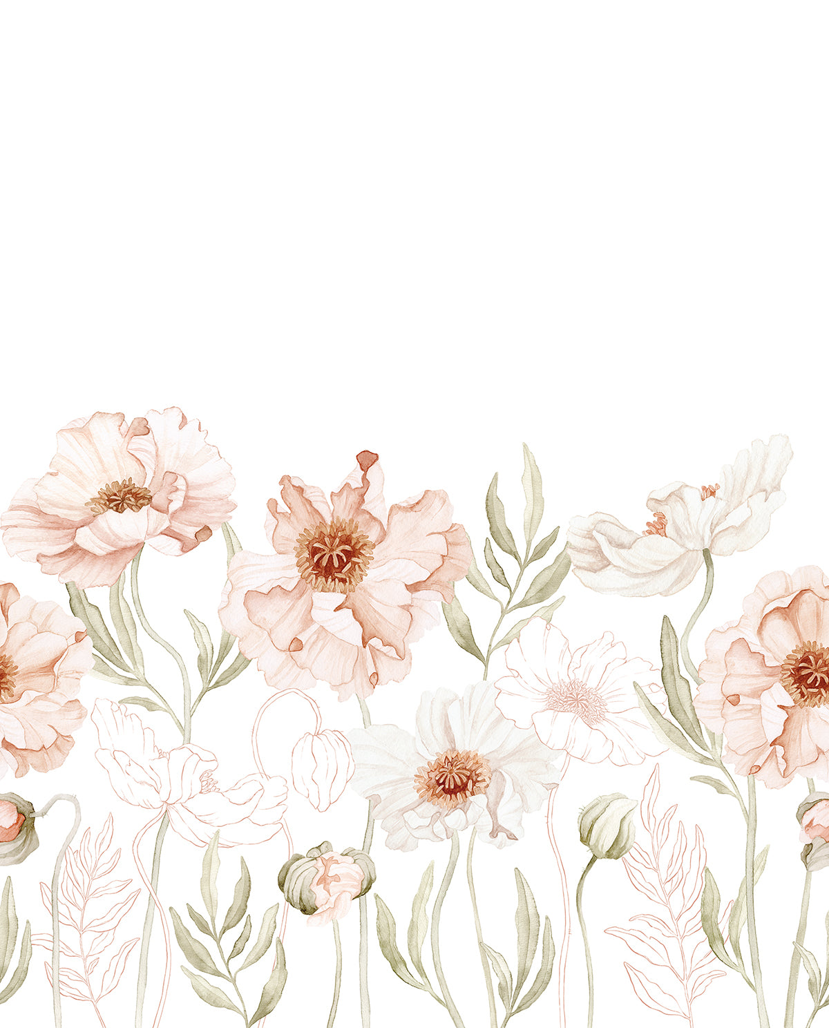 ISLANDIC POPPIES - Panoramic wallpaper sample, poppies