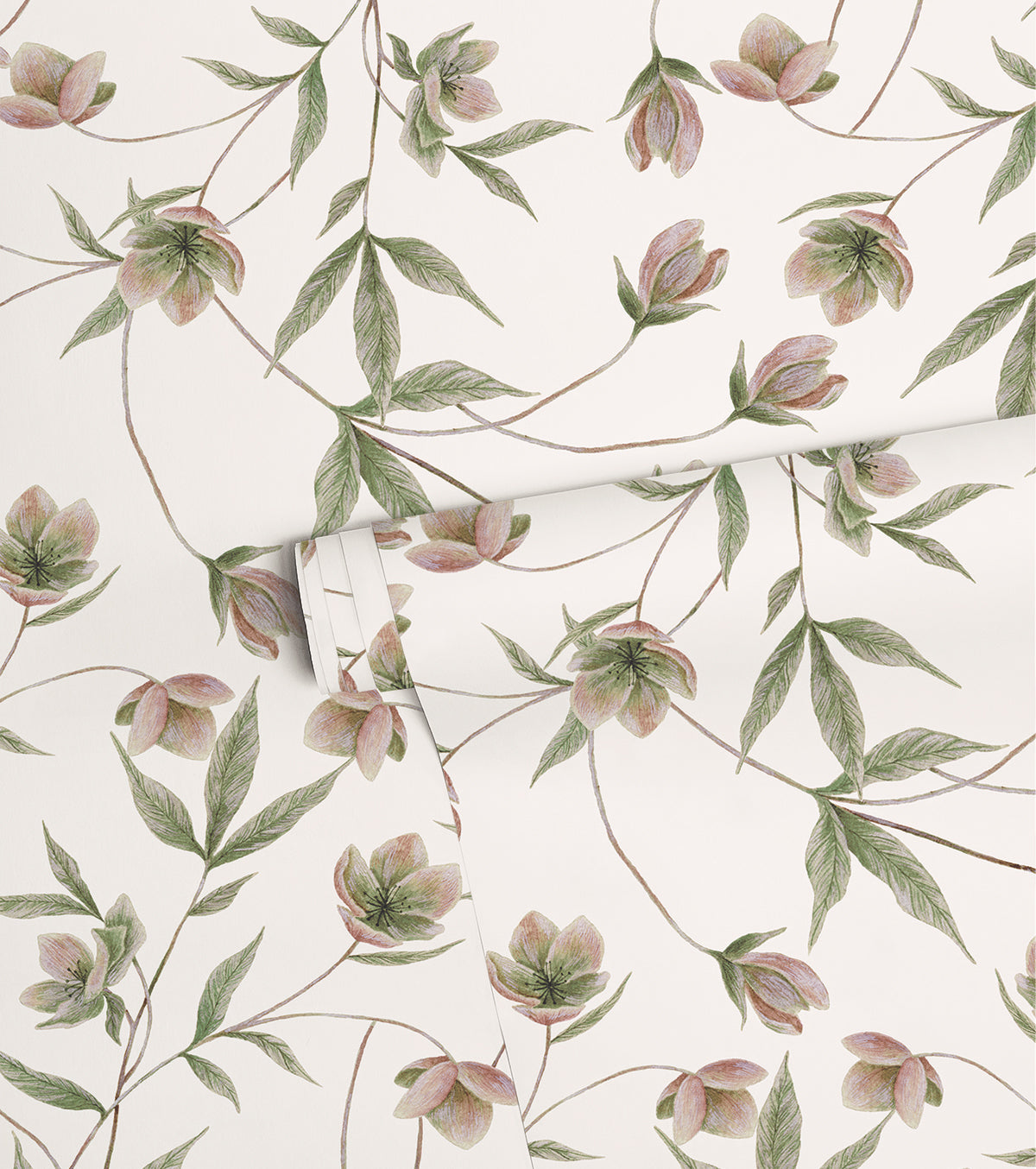 WELLINGTON - Children's wallpaper - Hellébore flower motif