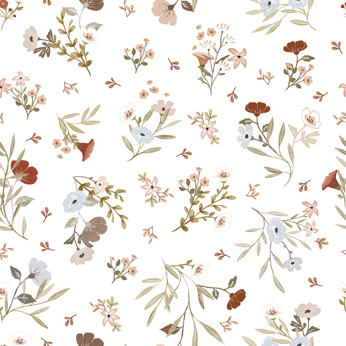 LILYDALE - Sample wallpaper, floral poetry (white)