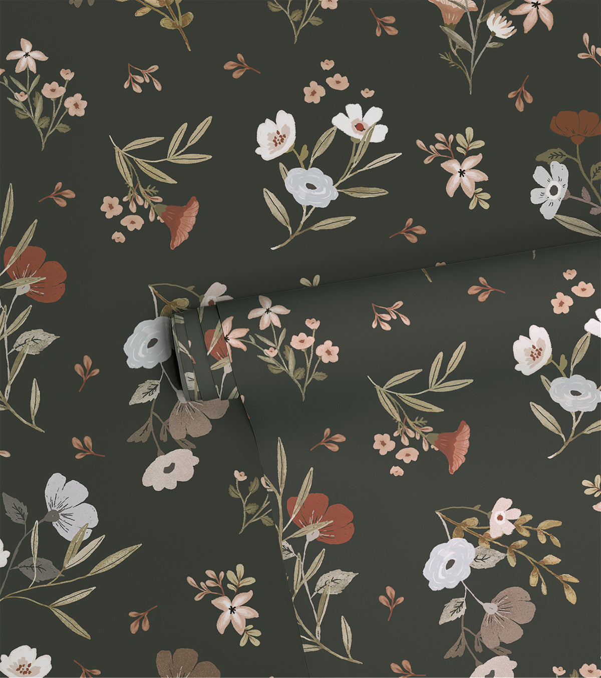 LILYDALE - Sample wallpaper, floral poetry (dark)