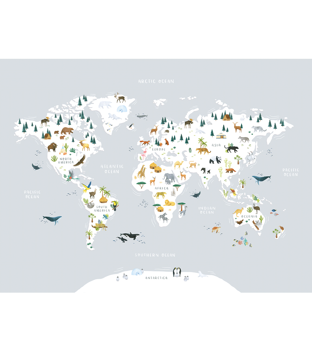 LIVING EARTH - Panoramic wallpaper - Animal world map