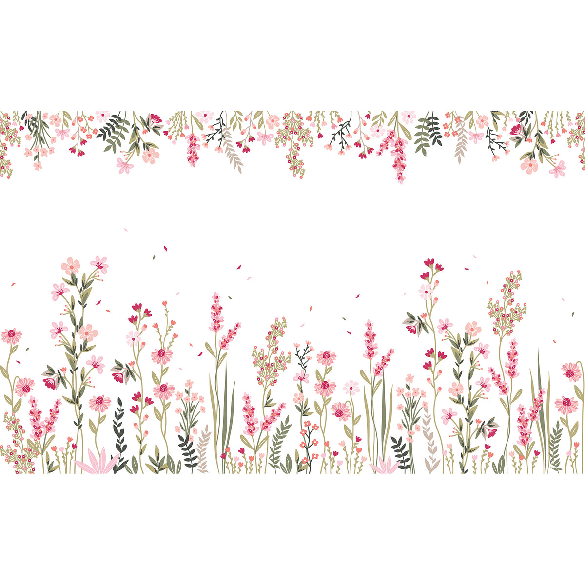 MAGENTA GARDEN - Panoramic wallpaper sample, a field of flowers