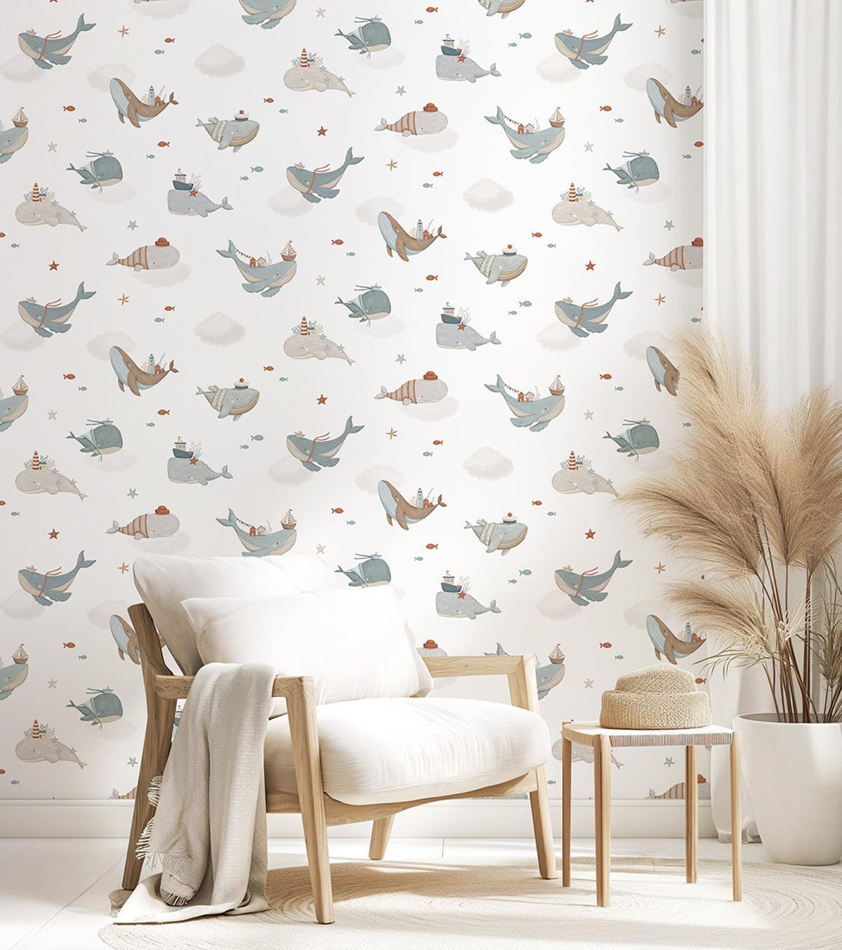 LOTAN - Children's wallpaper - Whales at sea