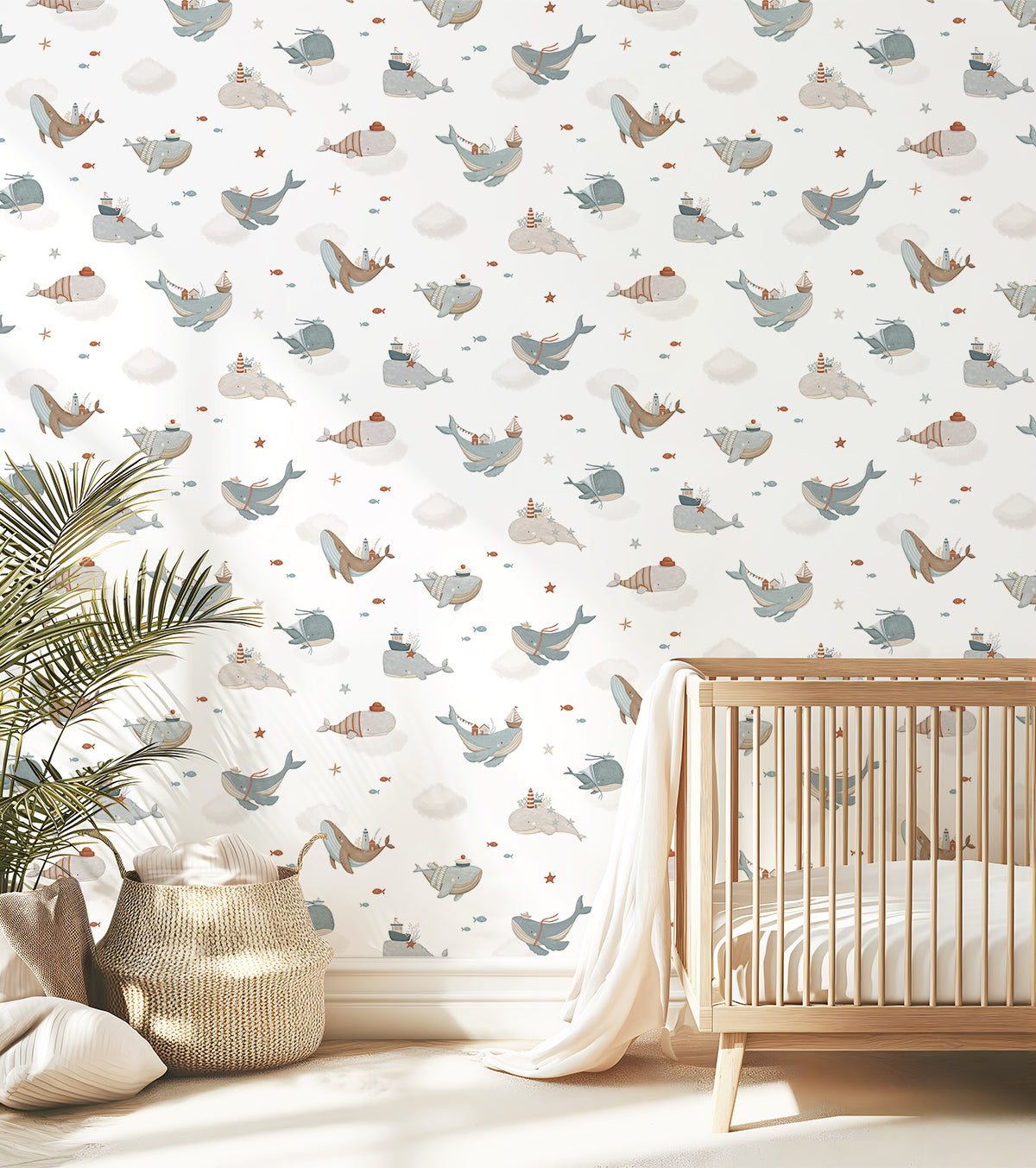 LOTAN - Children's wallpaper - Whales at sea