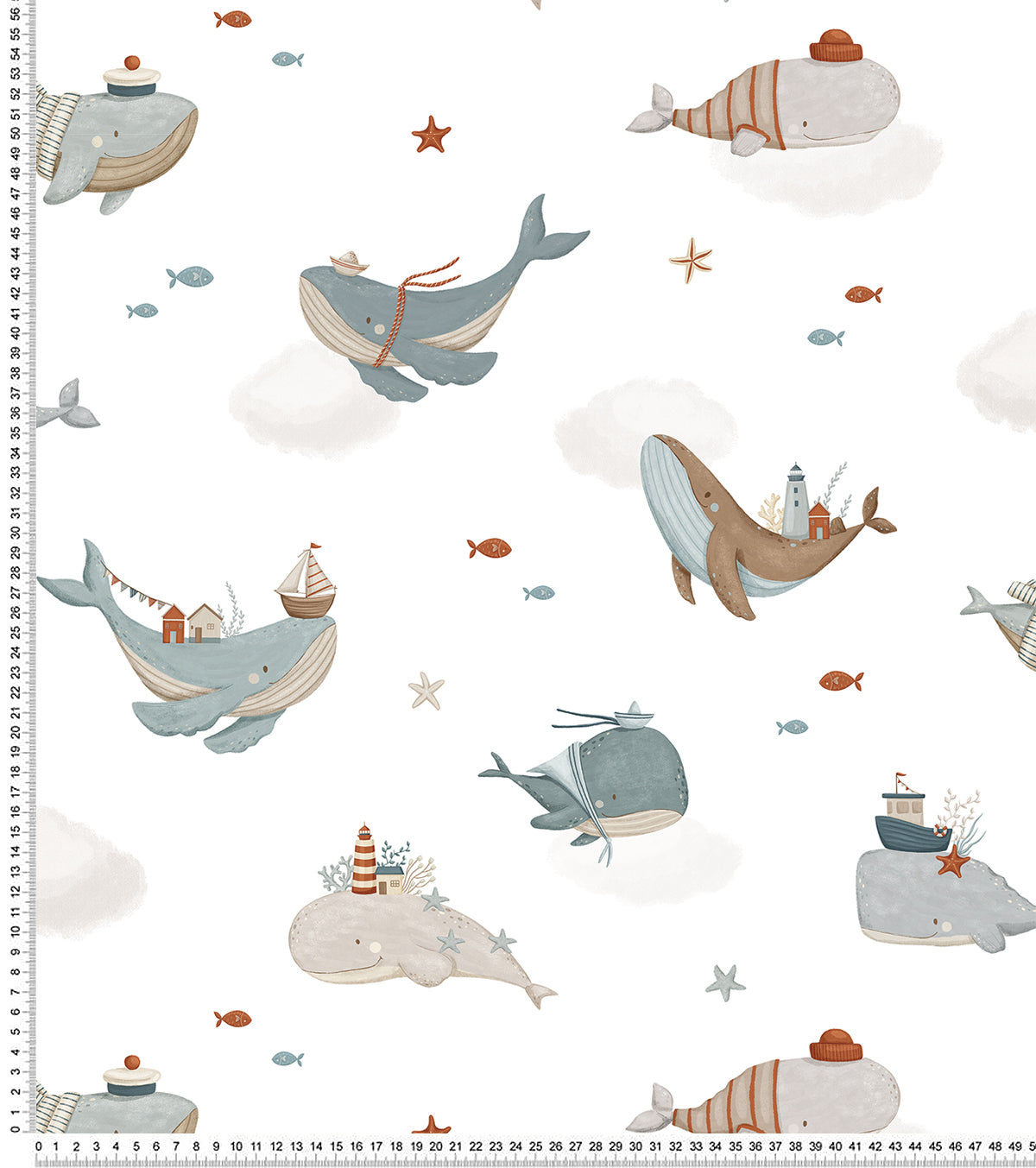 LOTAN - Children's wallpaper - Whales at sea