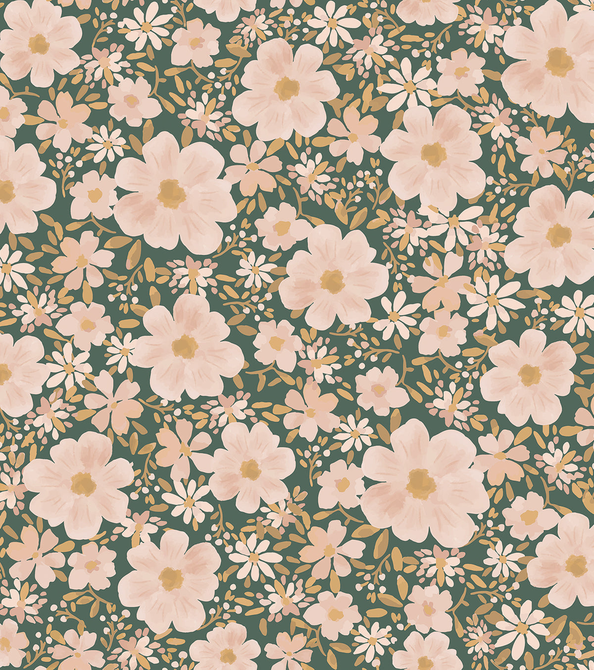 ELEONORE - Wallpaper Sample - Flowers (dark green background)