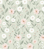 EDEN - Wallpaper Sample - Floral blossom (green background)