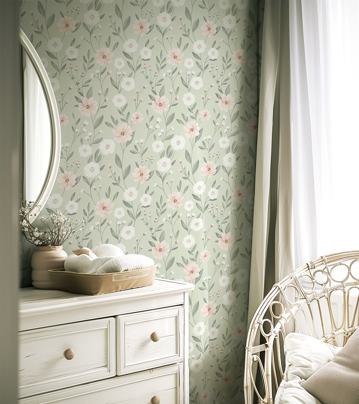 EDEN - Children's wallpaper - Floral hatching