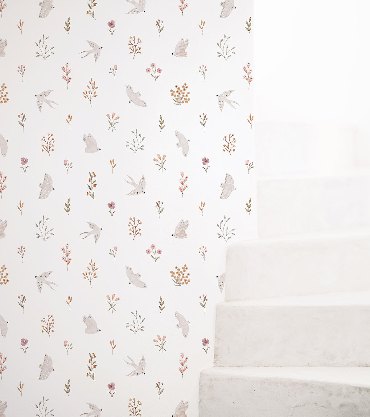 COCCINELLA - Children's wallpaper - Swallows and flowers