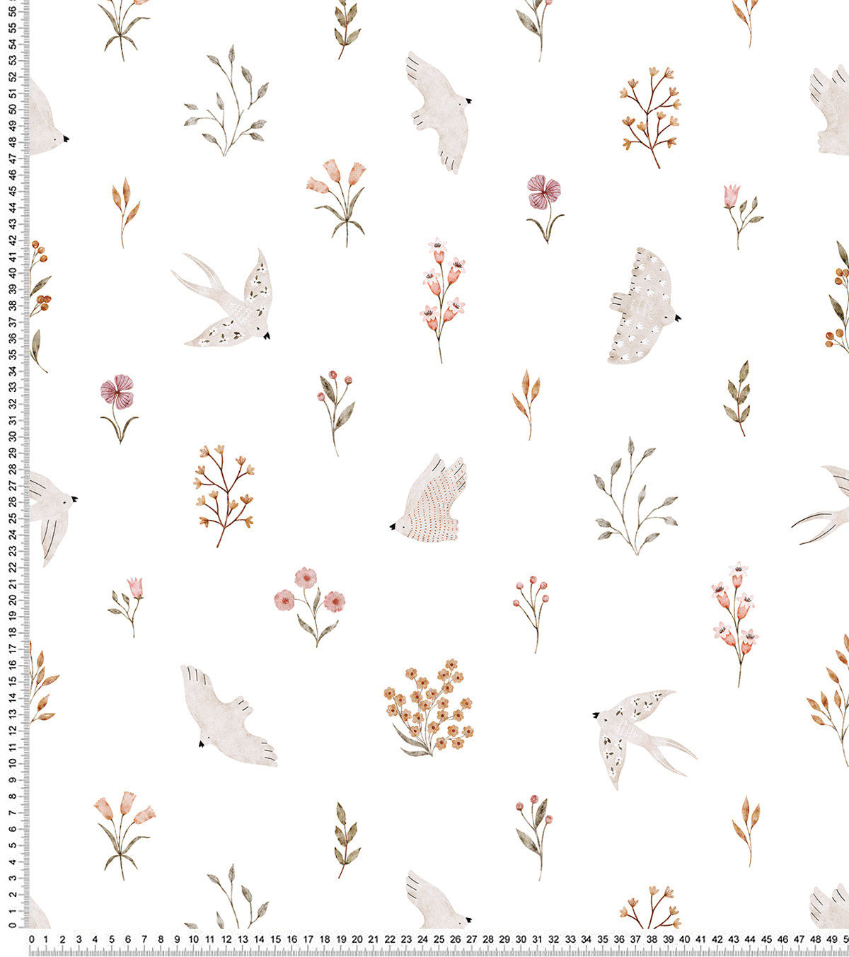 COCCINELLA - Children's wallpaper - Swallows and flowers