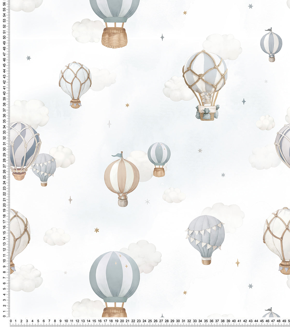 SELENE - Children's wallpaper - Blue hot-air balloons