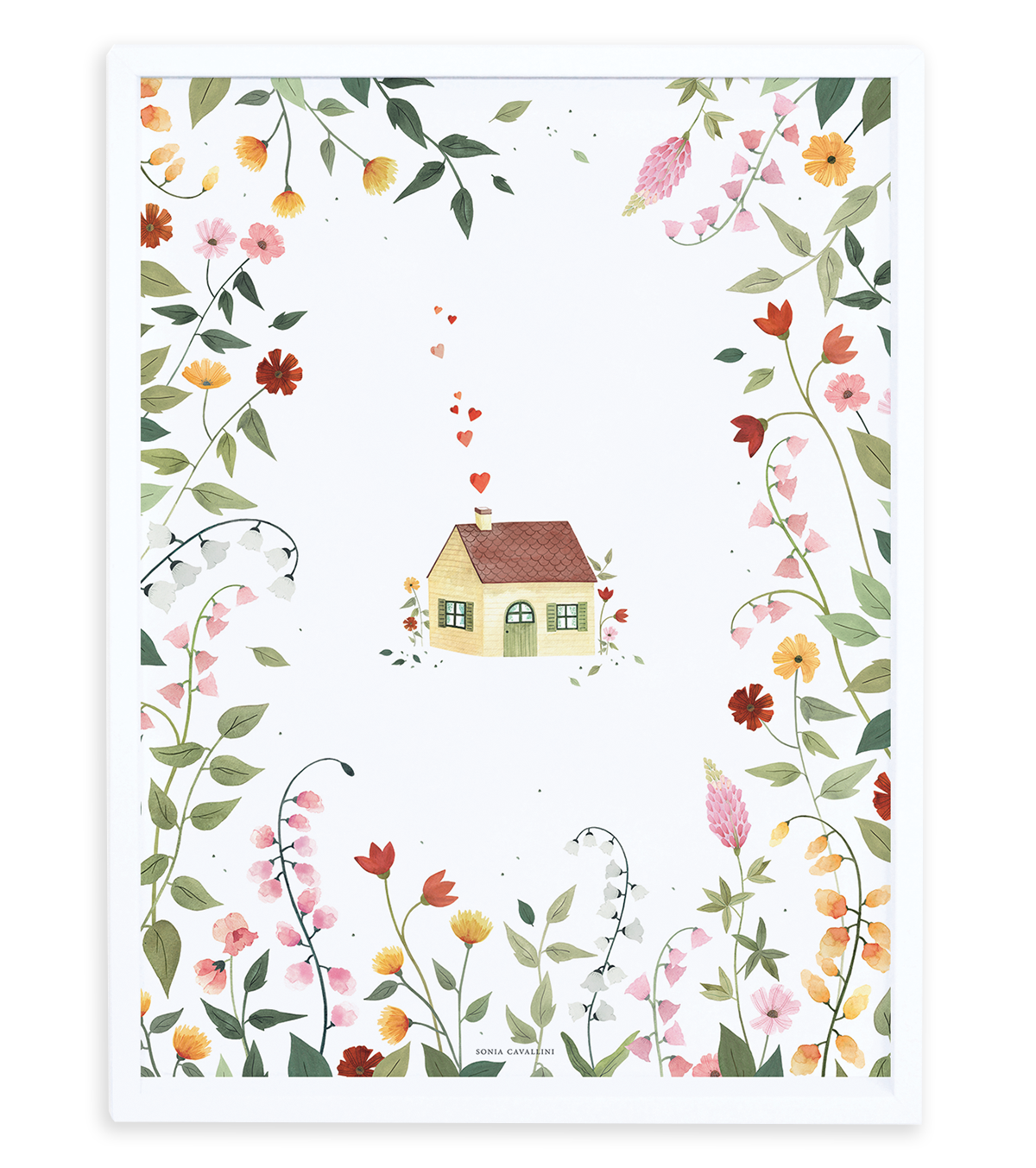QUEYRAN - Children's poster - House and field flowers
